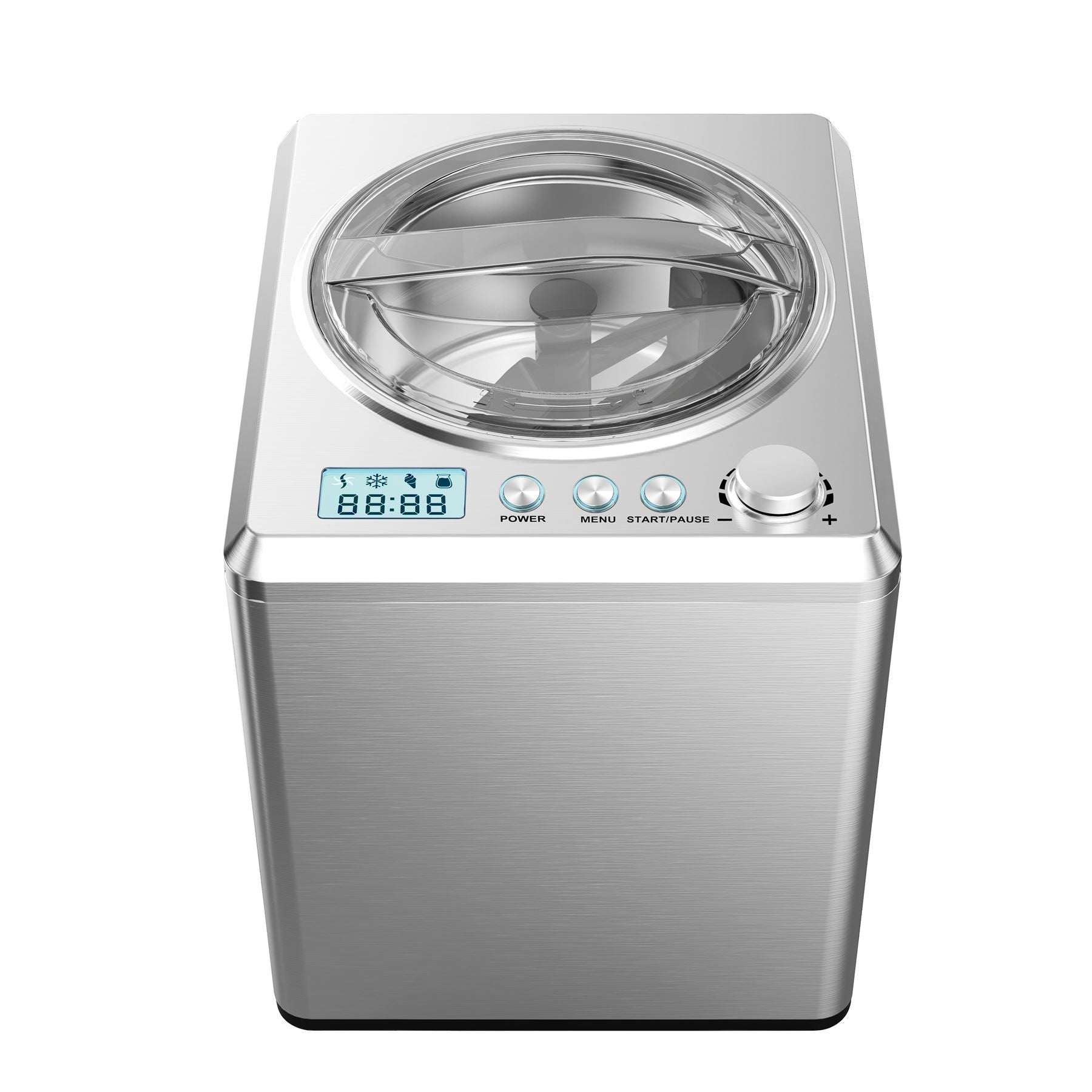 MELISSA Gelato Expert, Frozen Dessert Maker with Built In Compressor, LCD Timer, Makes Ice Cream, Gelato, Granita, Frozen Yoghurt, Sorbets - Brushed Stainless Steel