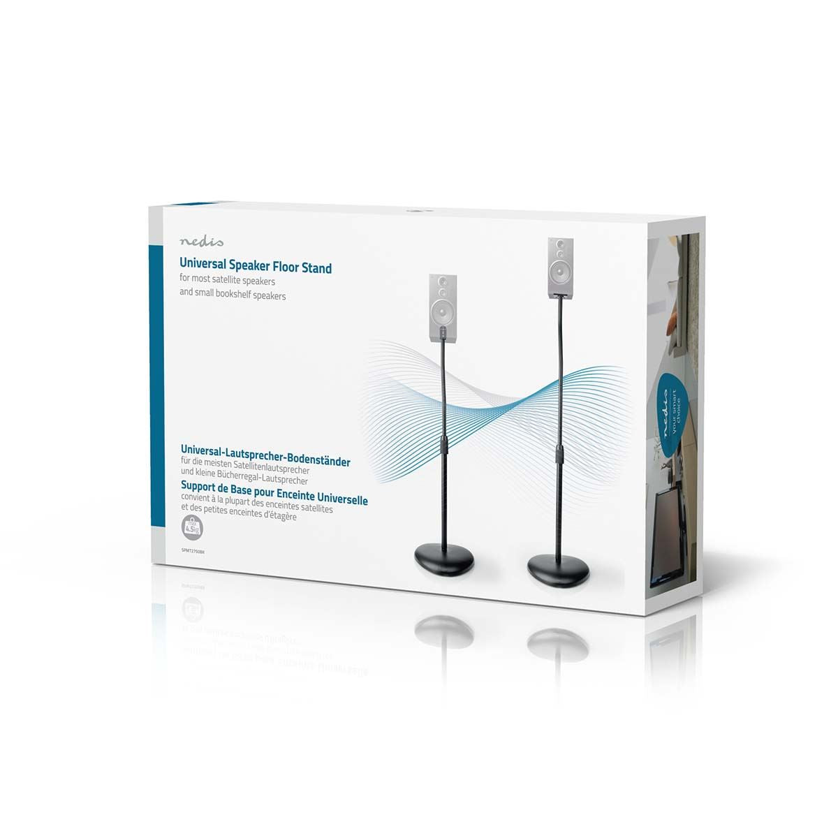 Nedis Speaker Mount | Compatible with: Universal | Floor | 4.5 kg | Height Adjustable | ABS / Steel | Black