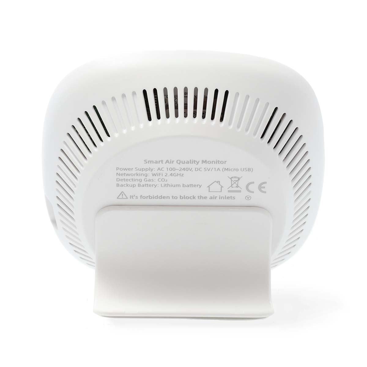 Nedis Smart Air Quality Monitor, Wi-Fi CO2 Sensor with LED Display, Temperature & Humidity Alerts, App-Controlled, Audible & Visual Alarms, NDIR Sensor, Rechargeable Backup Battery - Black/White