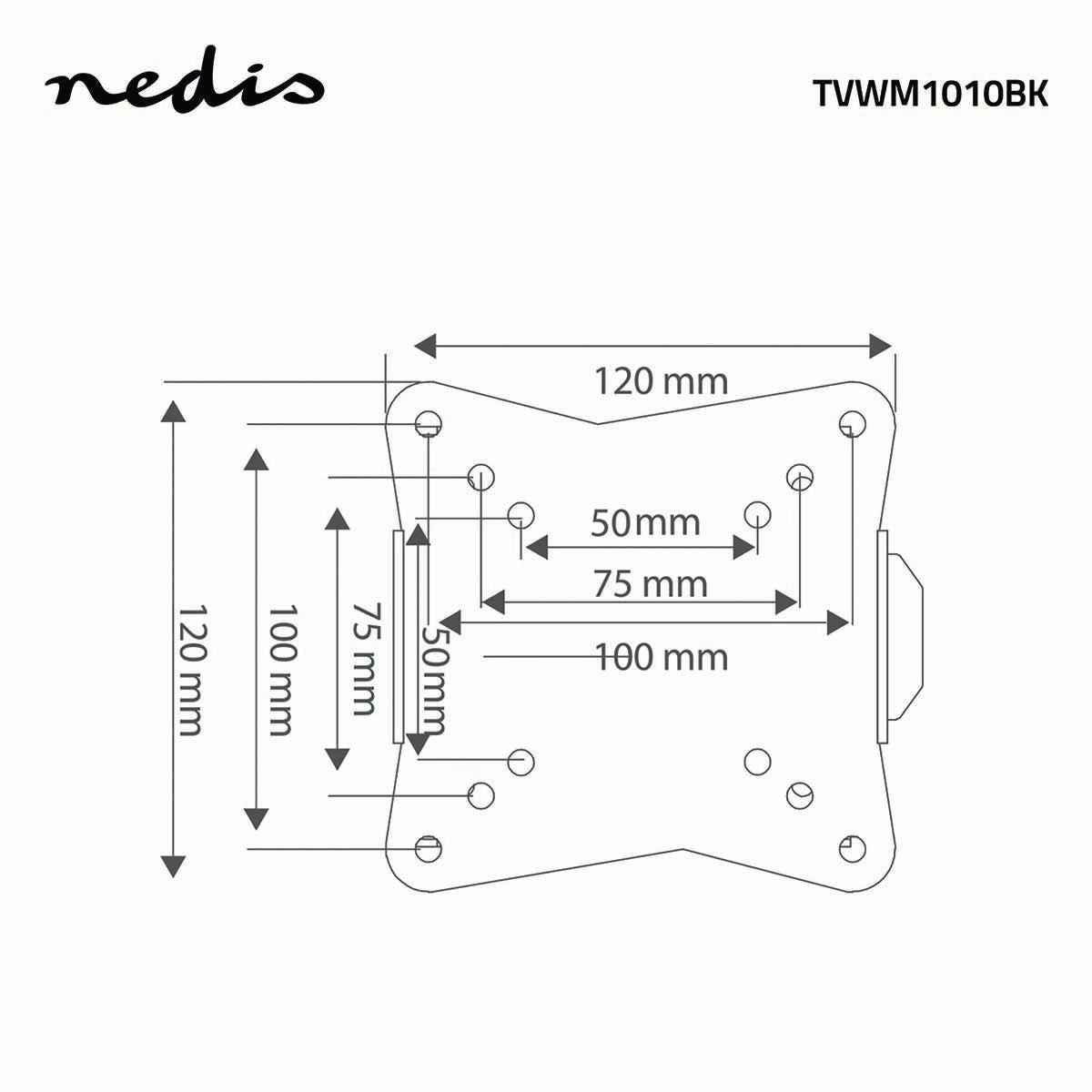 Nedis Fixed TV Wall Mount | 13 - 27 " | Maximum supported screen weight: 30 kg | Minimum wall distance: 20 mm | Steel | Black