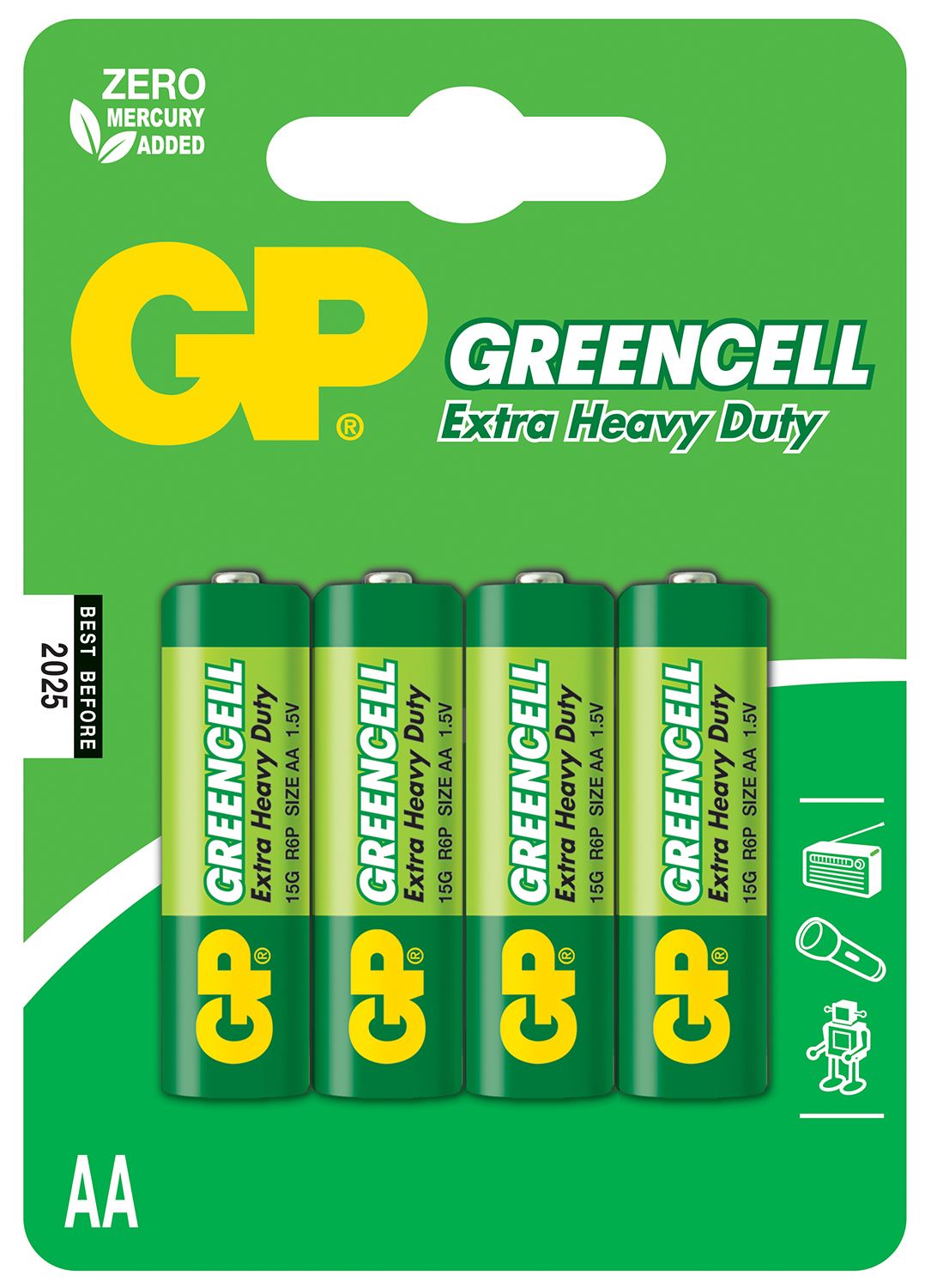 Gp AA Battery Zinc Chloride 1.5V - 4 Pack