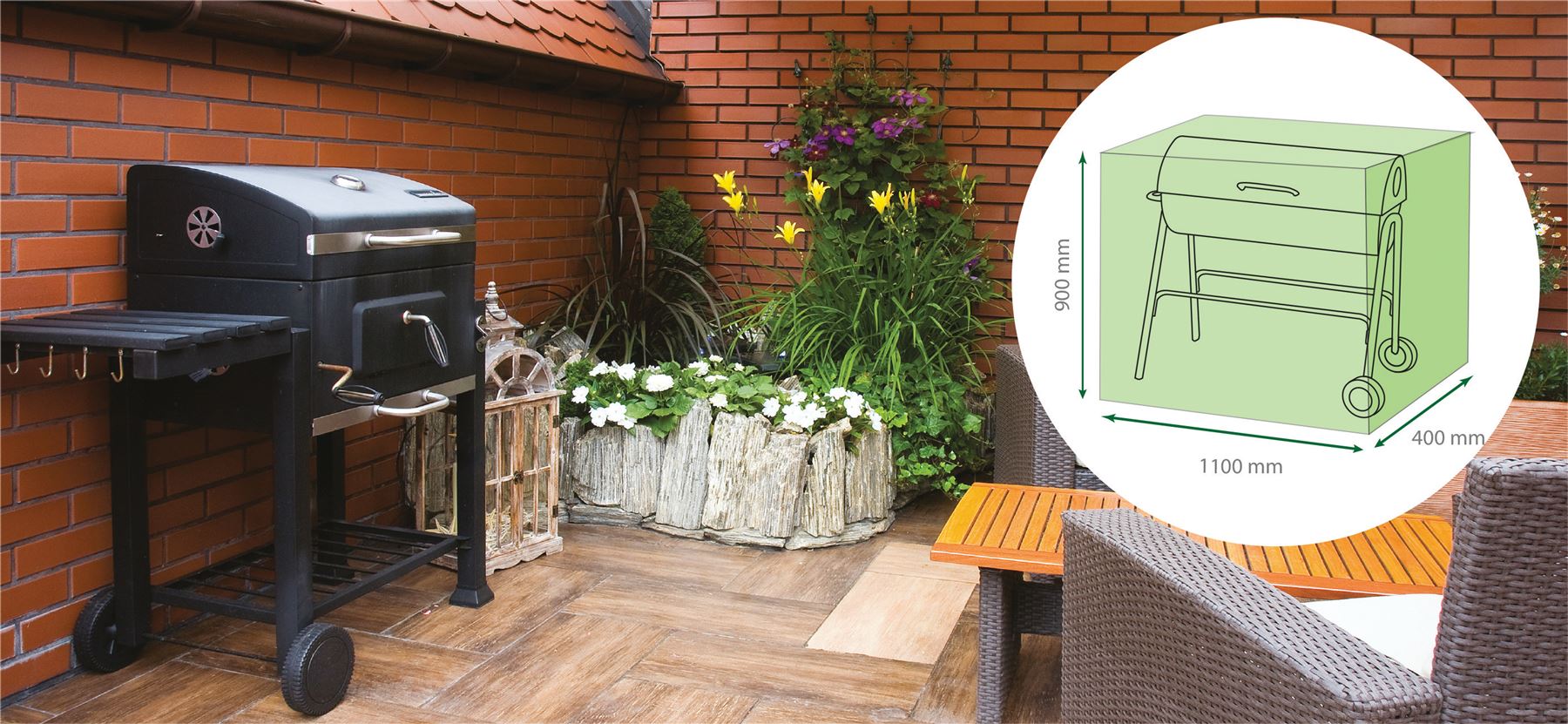 Water Resistant Trolley BBQ Barbecue Cover 90x110x40cm