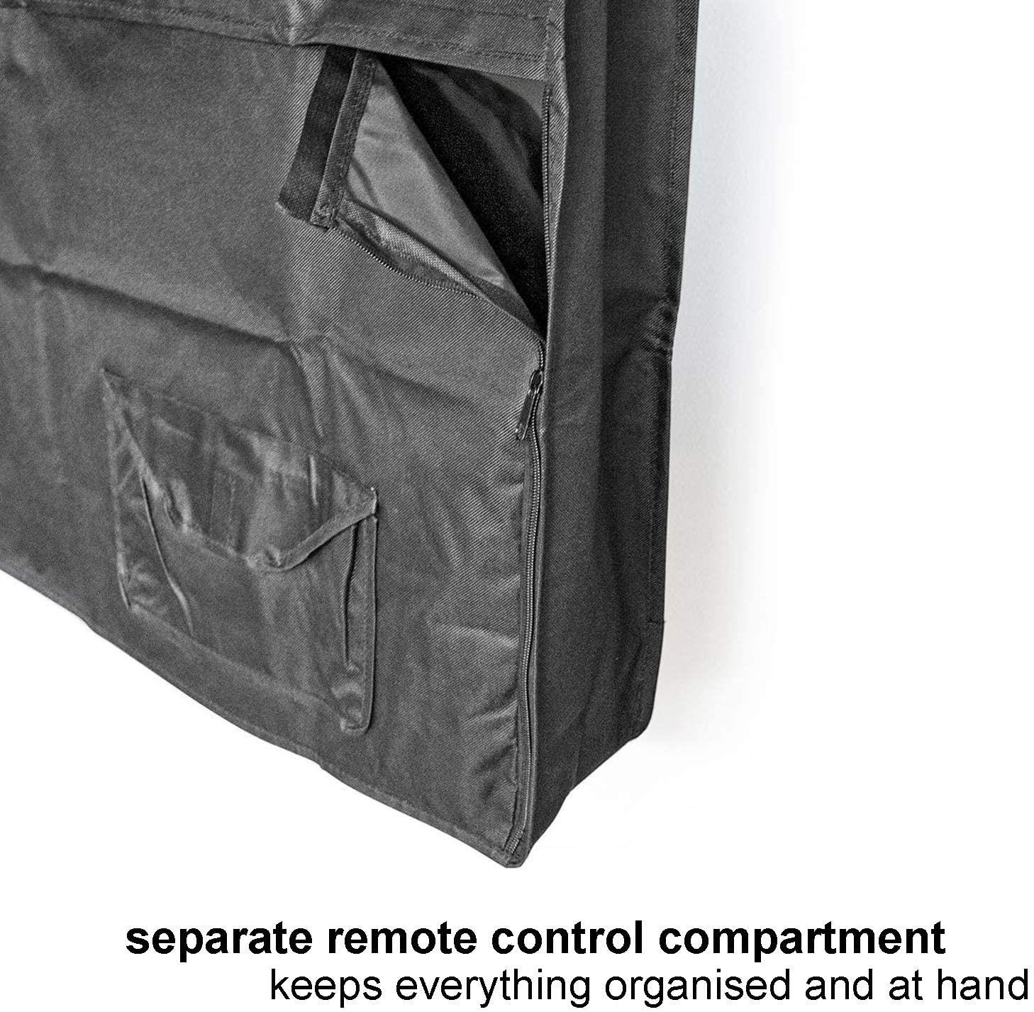 Nedis Outdoor TV Screen Cover, 55-58 in, Weatherproof Oxford Cloth, 360 Protection From Rain, Sunlight, Dust & Wind, with Side Zips & Remote Control Pocket, for Garden, Pub or Commercial Use