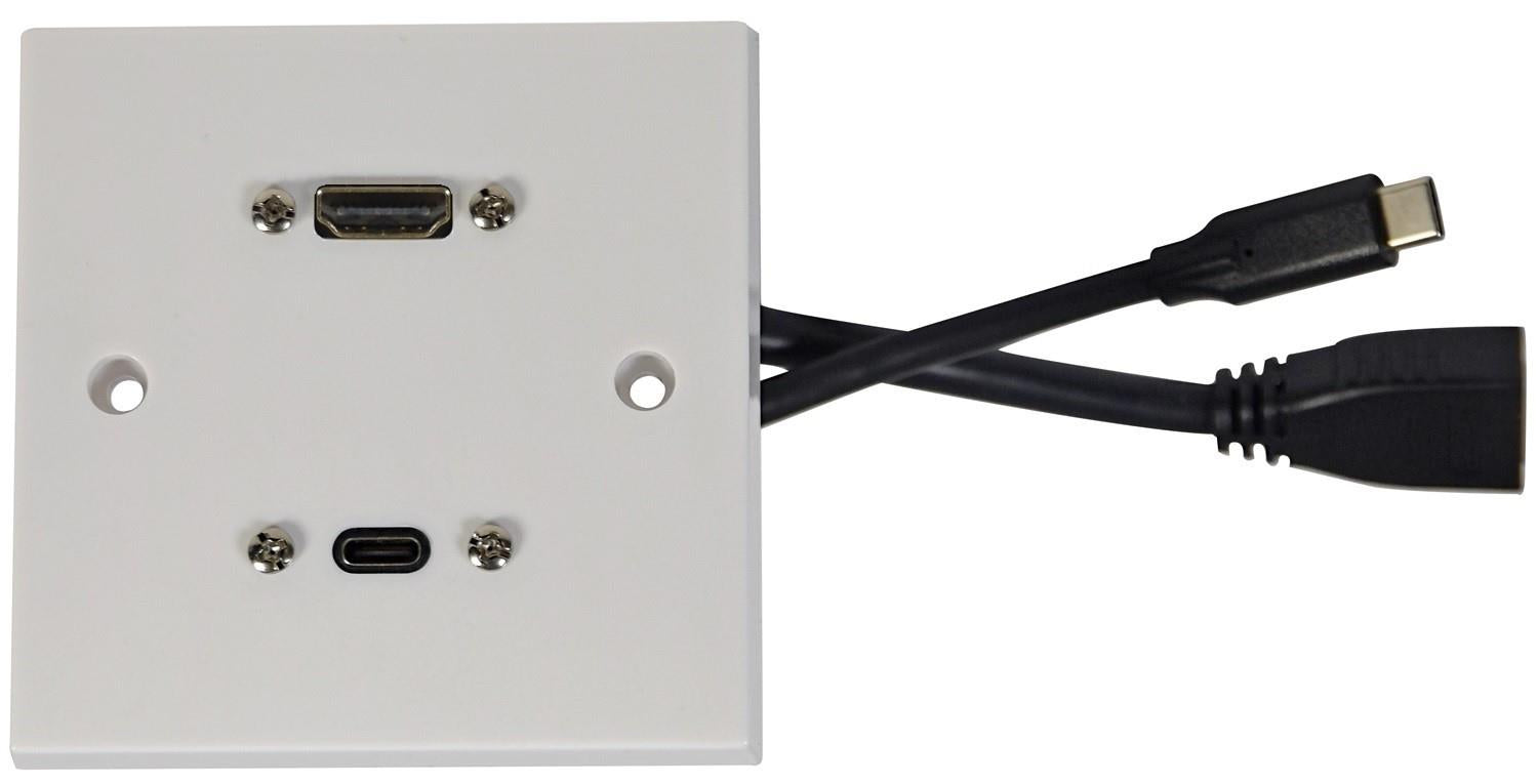 Av:link Multimedia Face Plate Wallplate with 8K HDMI and USB4 Type-C Sockets