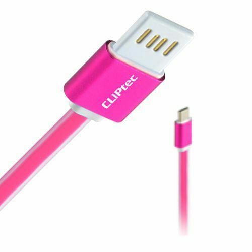 Cliptec USB Cable | USB 2.0 | USB-A Male | USB Micro-B Male | 480 Mbps | Nickel Plated | 1.00 m | Flat | PVC | Pink