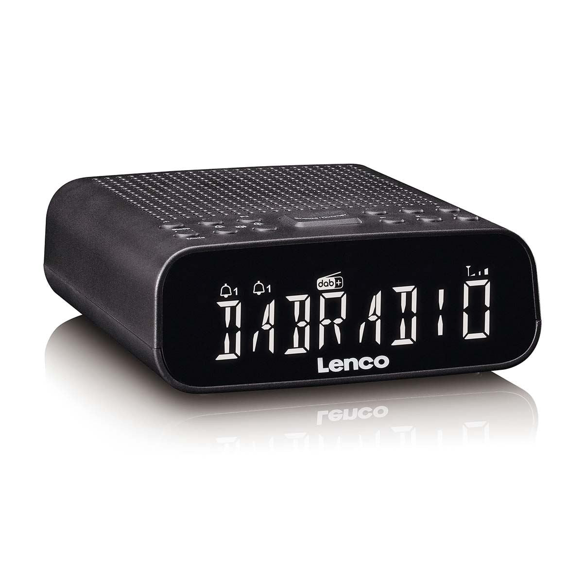 Lenco DAB+ FM Alarm Clock Radio with Bluetooth® Speaker, Large Dimmable LCD Display | Black