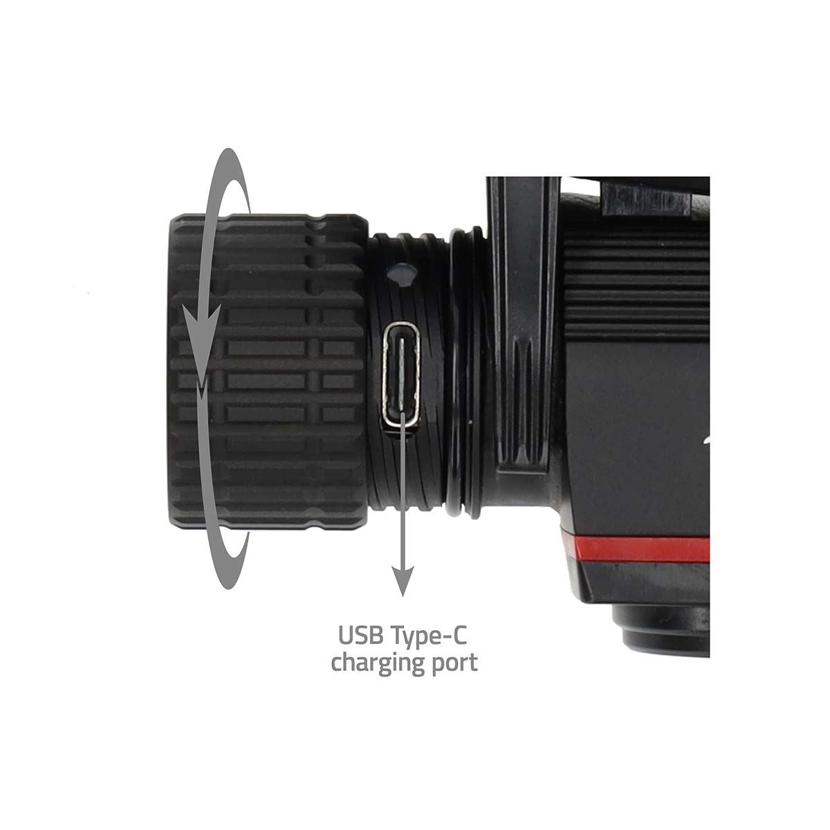 Nedis 10W LED Headlamp Rechargeable, IPX8 Water-Resistant, Aluminium Alloy Housing, Hidden USB-C, 1000 Lumen, 180m Beam Distance, Adjustable Elastic Headband