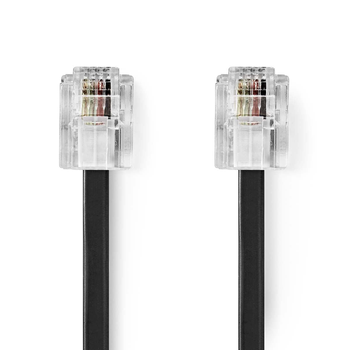Nedis Telecom Cable | RJ11 Male | RJ11 Male | 5.00 m | Cable design: Flat | Plating: Gold Plated | Cable type: RJ11 | Black