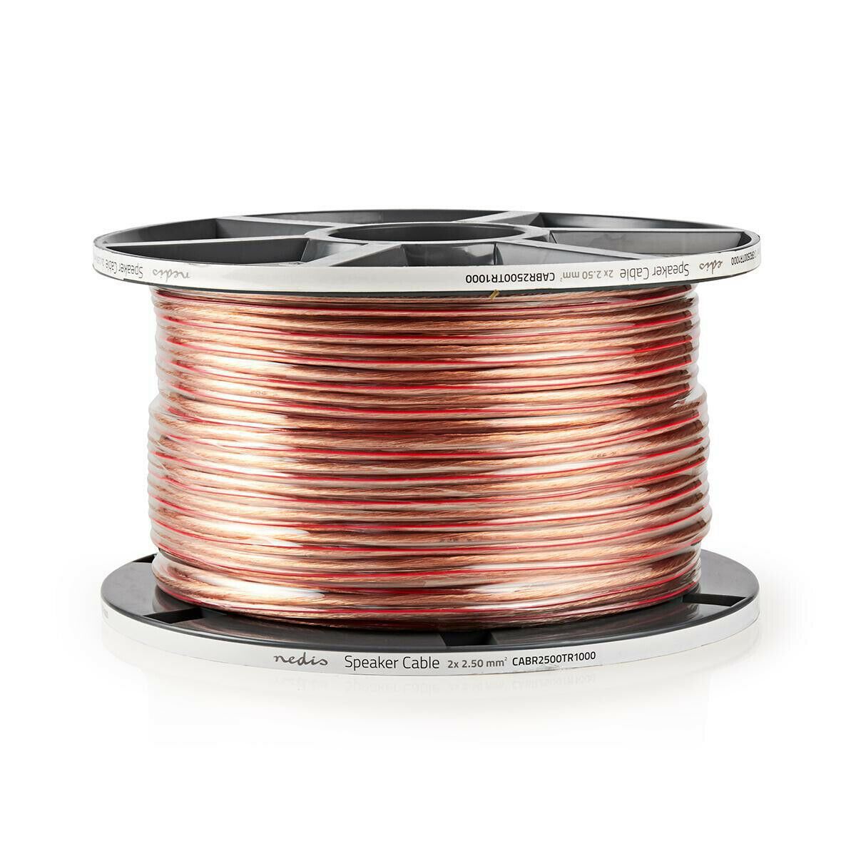 Nedis Speaker Cable | 2 x 2.50 mm² | Full Copper| 100.0 m | Round | PVC | Transparent | Reel