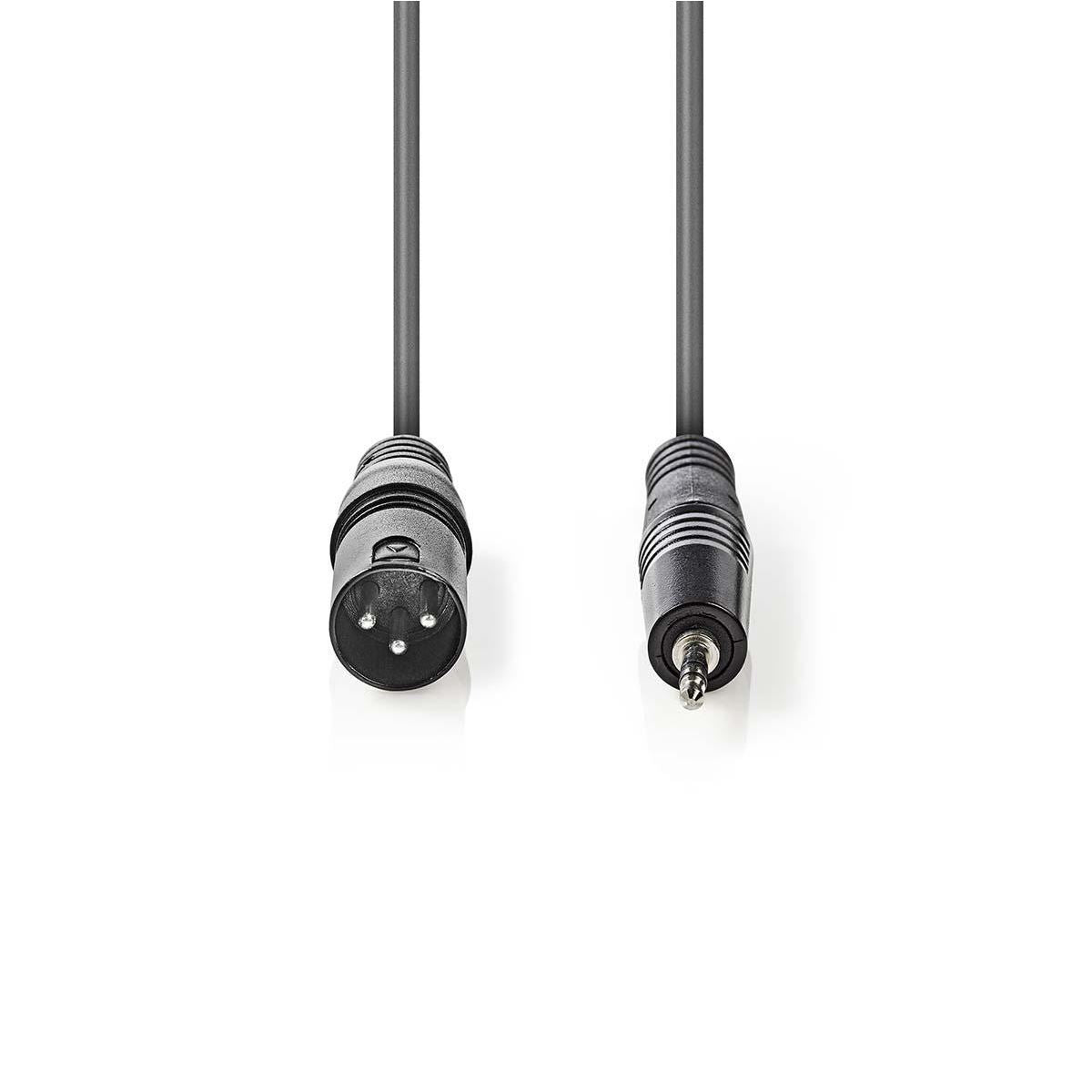 Nedis Balanced Audio Cable | XLR 3-Pin Male | 3.5 mm Male | Nickel Plated | 1.50 m | Round | PVC | Dark Grey | Carton Sleeve