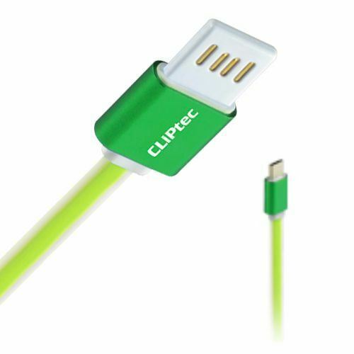 Cliptec USB Cable | USB 2.0 | USB-A Male | USB Micro-B Male | 480 Mbps | Nickel Plated | 1.00 m | Flat | PVC | Green