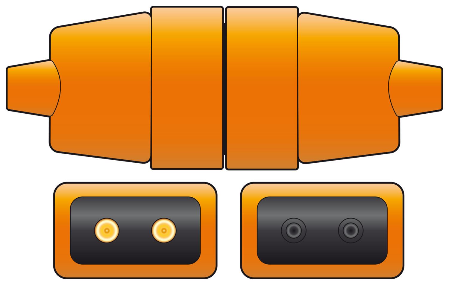 Lawn Mower Cable Repair Kit 2 Pin Rubber Flex Connector 10A AMP Adapter In-Line Coupler 2 Core Plug and Cable Socket - Orange