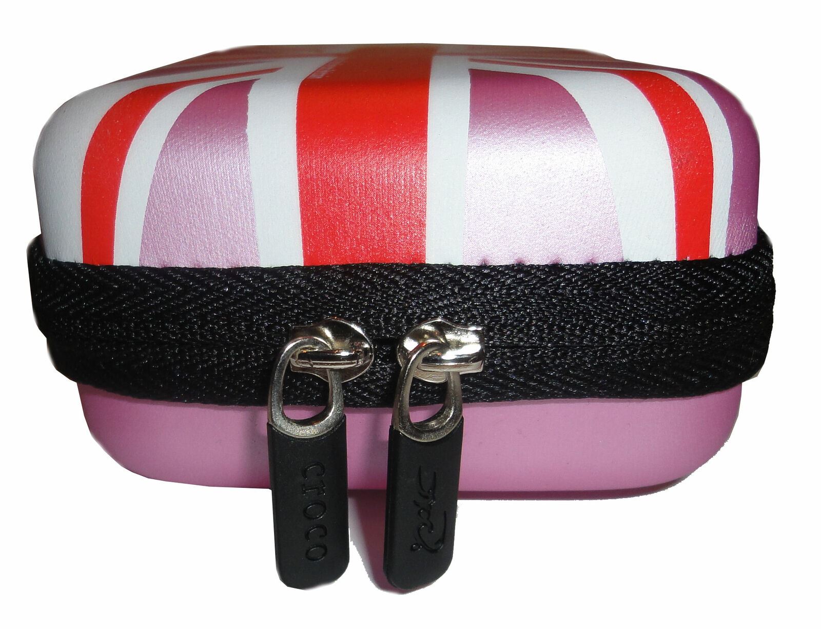 Croco Union Jack Flag Tough Case Shock/Water Proof for a Digital Cameras [Medium] - Pink
