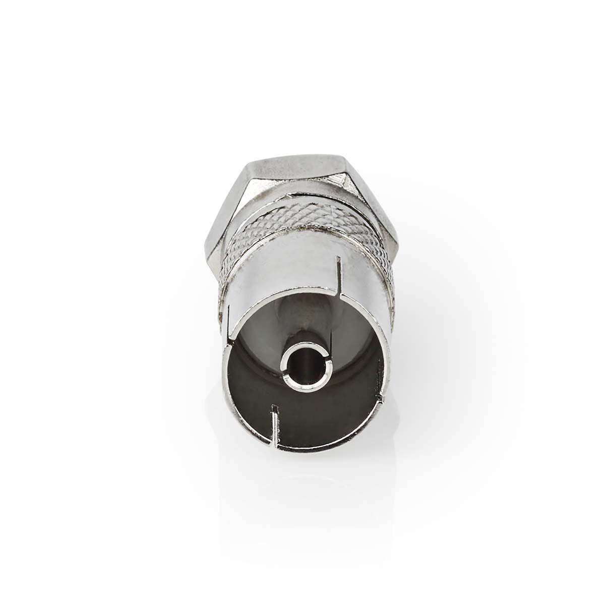 Nedis Satellite & Antenna Adapter | F Male | IEC (Coax) Female | Nickel Plated | 75 Ohm | Straight | Metal | Silver | 1 pcs | Box