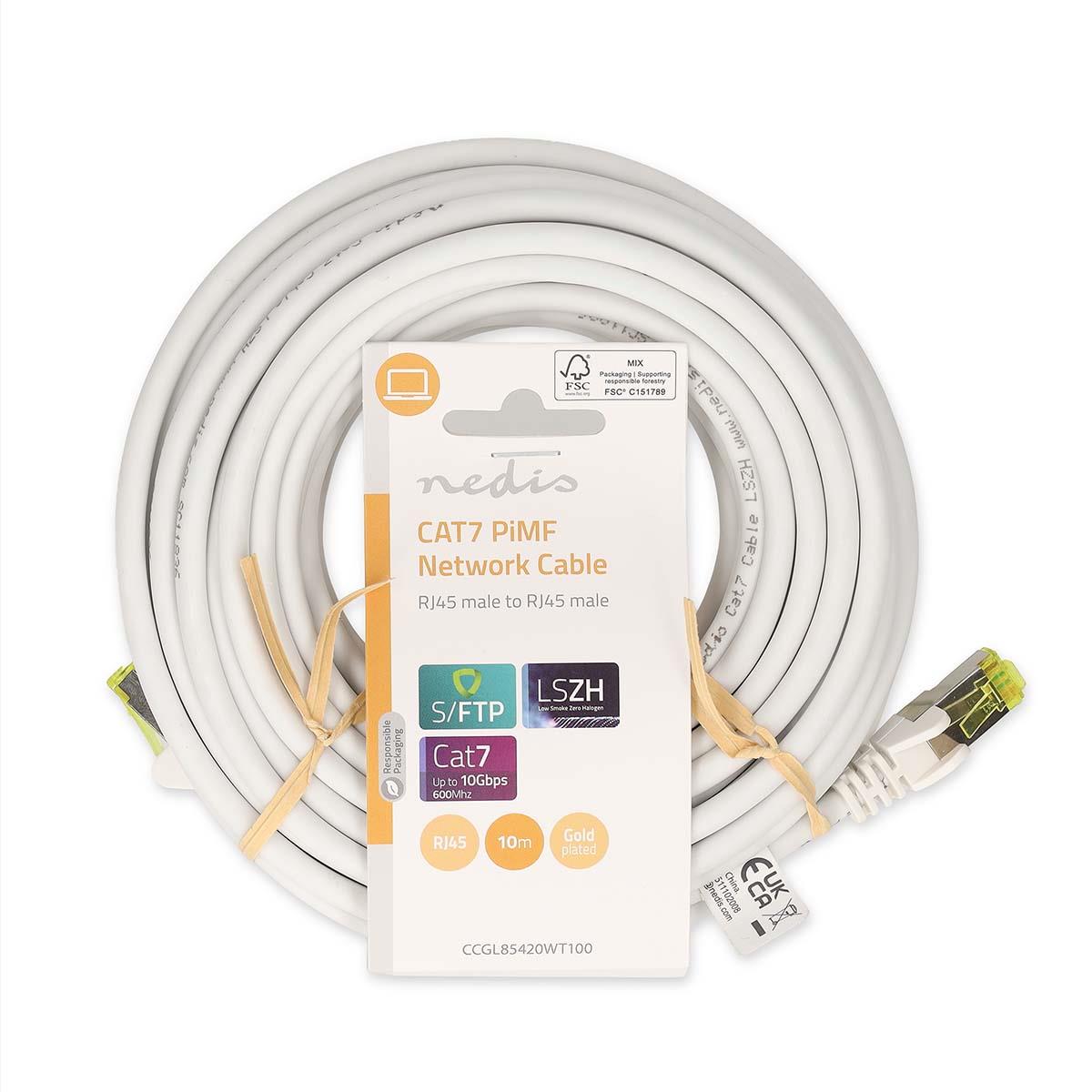 Nedis CAT7 Network Cable | S/FTP | RJ45 Male | RJ45 Male | 10.0 m | Snagless | Round | LSZH | White
