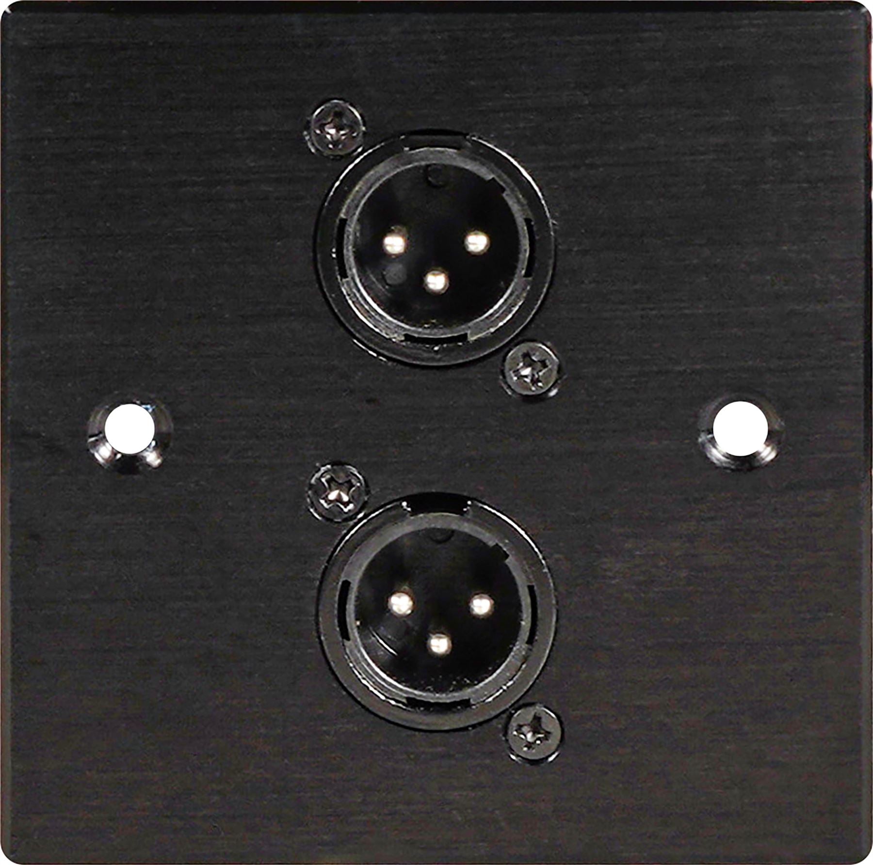 Black Wall Face Plate Electrical AV Slim Series 2 x Male XLR Wall Plate Metal