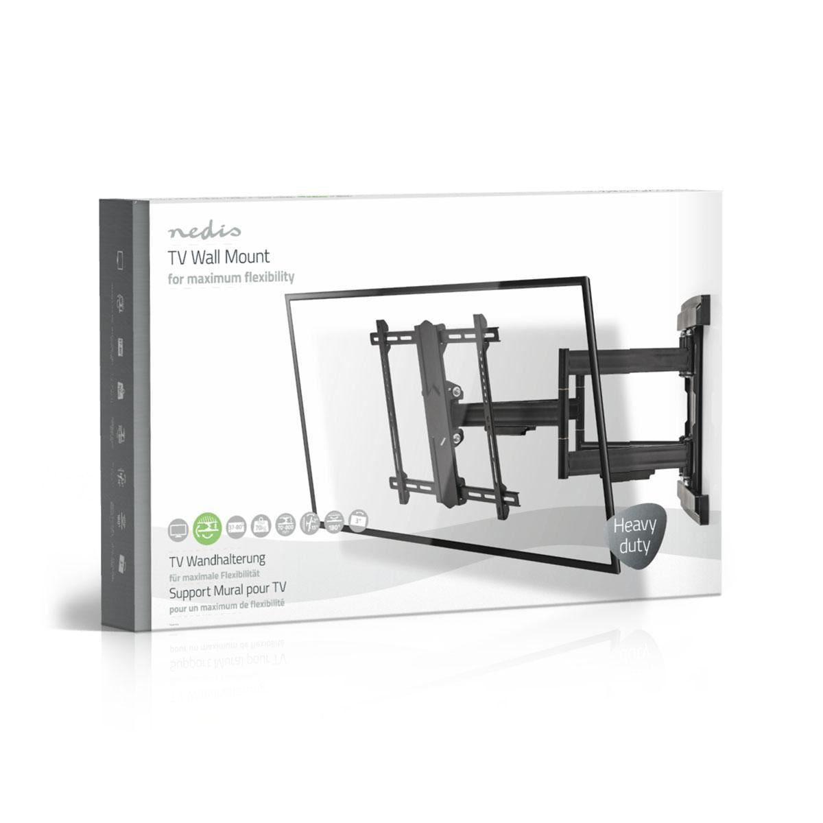 Nedis Full Motion TV Wall Mount | 37 - 80 " | Maximum supported screen weight: 70 kg | Tiltable | Rotatable | Minimum wall distance: 70 mm | Maximum wall distance: 800 mm | 6 Pivot point(s) | Steel | Black