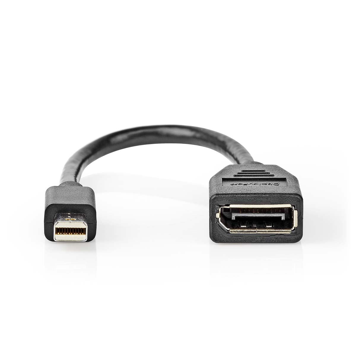Nedis Mini DisplayPort Cable | DisplayPort 1.4 | Mini DisplayPort Male | DisplayPort Female | 48 Gbps | Nickel Plated | 0.20 m | Round | PVC | Black