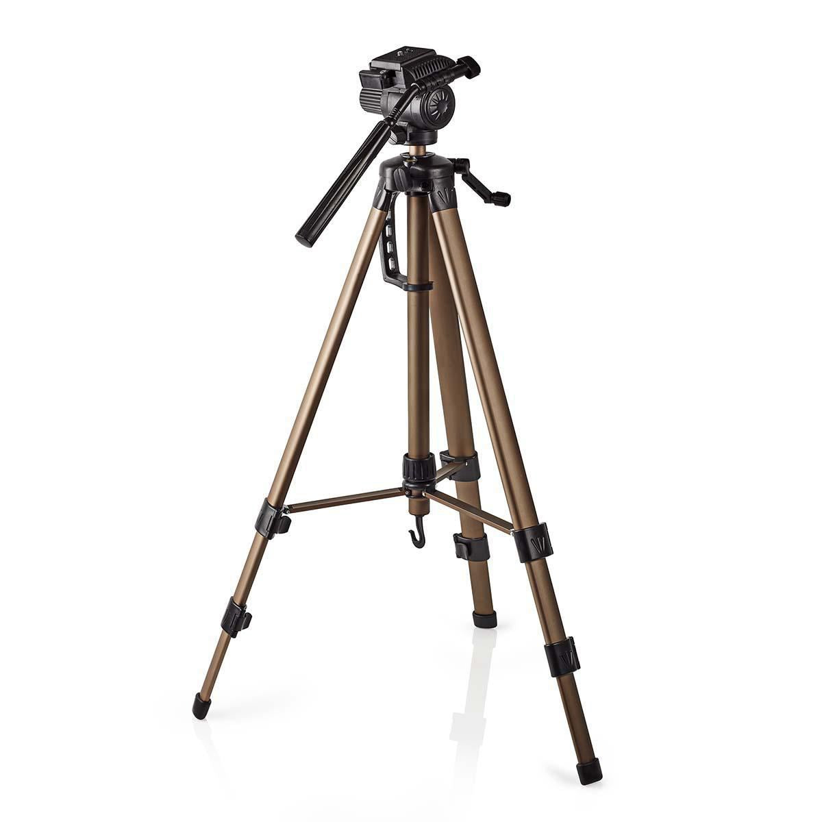 Nedis Tripod | Maximum load capacity: 4.0 kg | Minimum working height: 64.0 cm | Maximum working height: 161.0 cm | 2 Segments | Pan & Tilt | Travel bag included | ABS / Aluminium | Black / Bronze