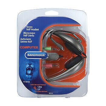 Bandridge Quality Headphone with Mic for Laptop PC 3.5mm VOIP Stereo Headset
