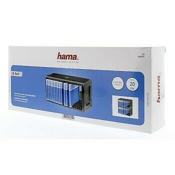 Hama 20 CD Rack Stacking Storage Box Fitting for 20 CDs In Cases - Grey
