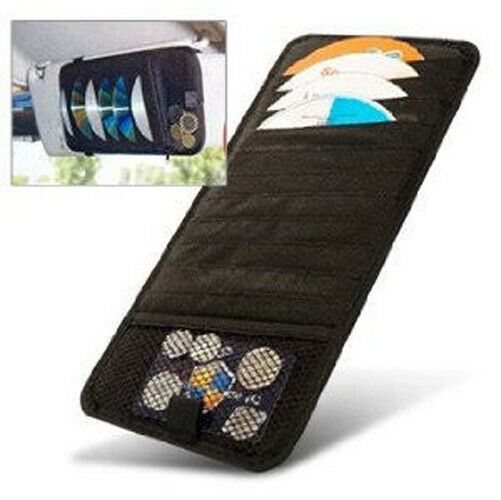 Ex-Pro Car Vehicle CD Holder Case and Sun Visor Organizer Holds 12 CDs for Easy Access - Black