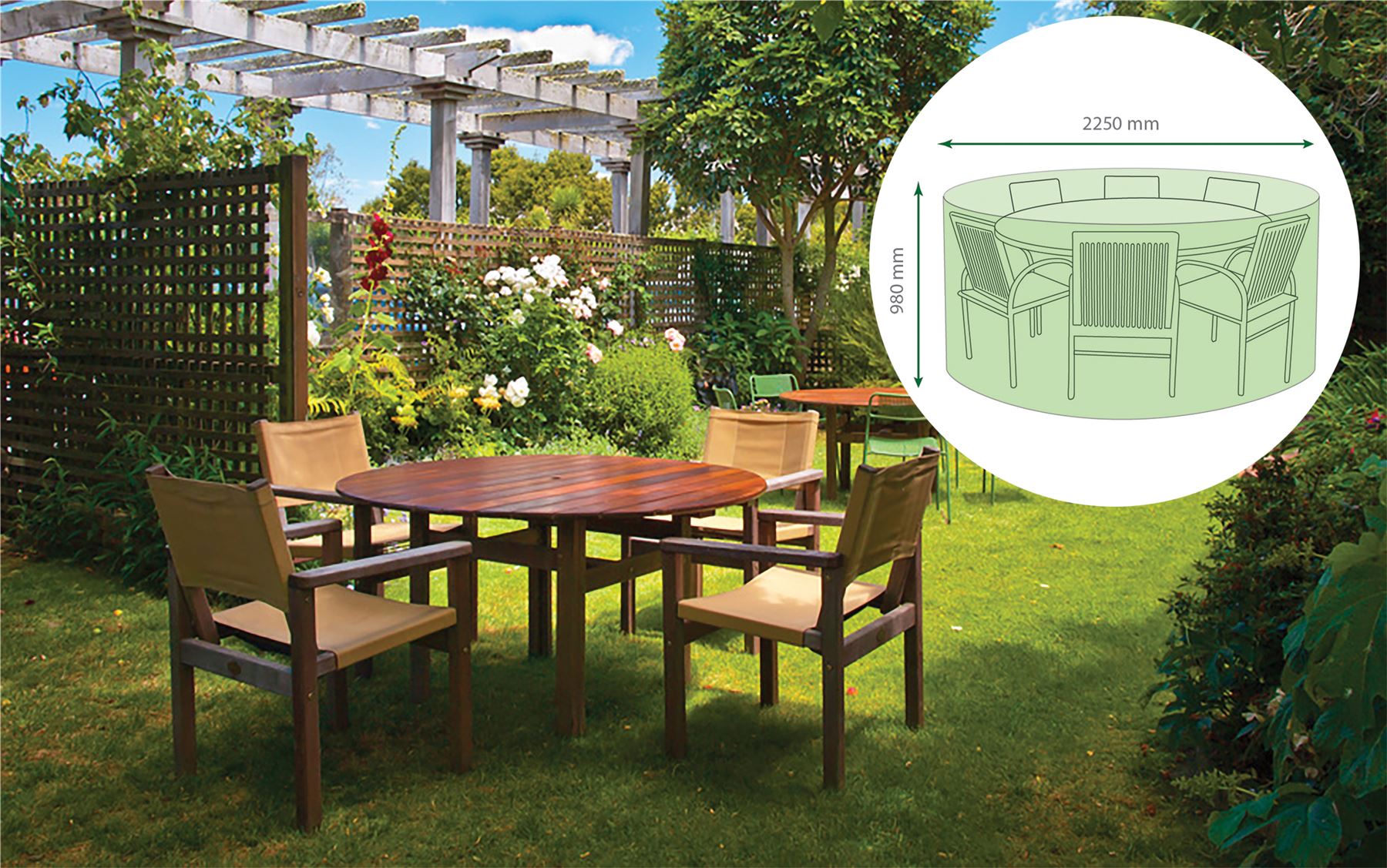 Water Resistant Round Patio Set Cover - Large