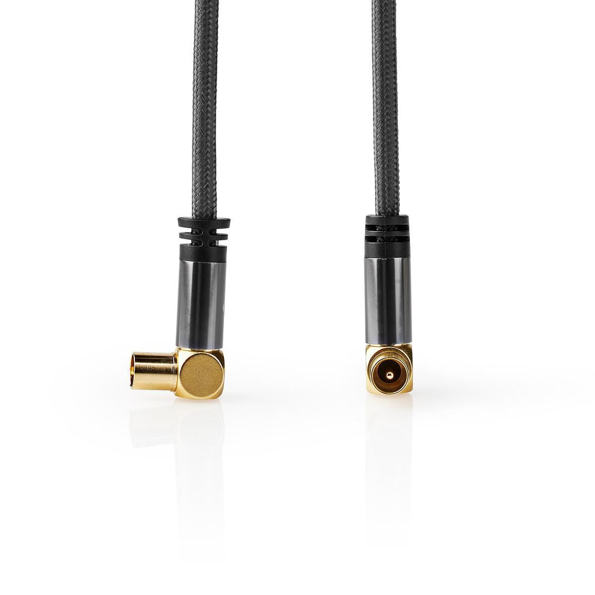 Nedis Coax Cable | IEC (Coax) Male | IEC (Coax) Female | Gold Plated | 75 Ohm | Quad Shielded | 5.00 m | Round | Cotton | Grey / Gun Metal Grey | Cover Window Box