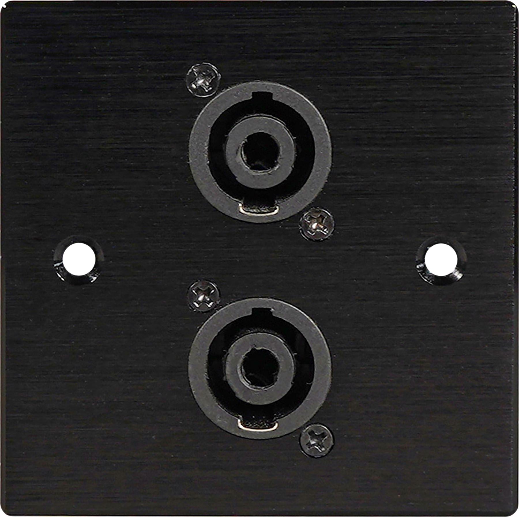 Black Wall Face Plate Electrical AV Slim Series 2 x Four Pole Speaker Socket Wall Plate Metal