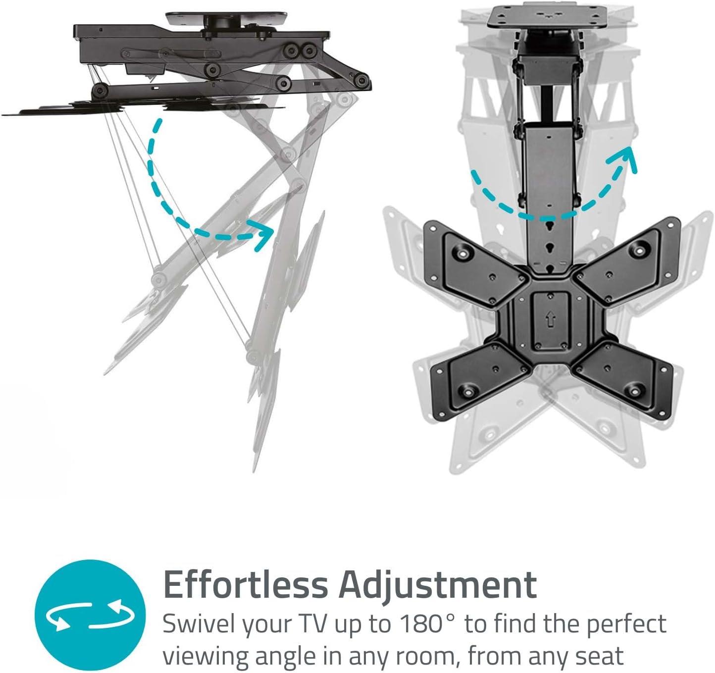 Nedis Smart Motorised TV Ceiling Mount Bracket for 23-65" Screen Max 30kg Adjustable Tilt and Swivel with Remote Control