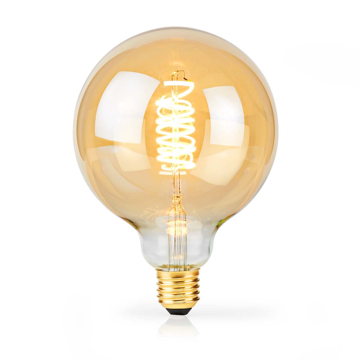 Nedis G125 Shaped Decorative LED Filament Bulb, E27 Cap, 250 Lumen 3.8W, Dimmable, Extra Warm White 2100,K Retro Style Glass Bulb - Long Life 15000h