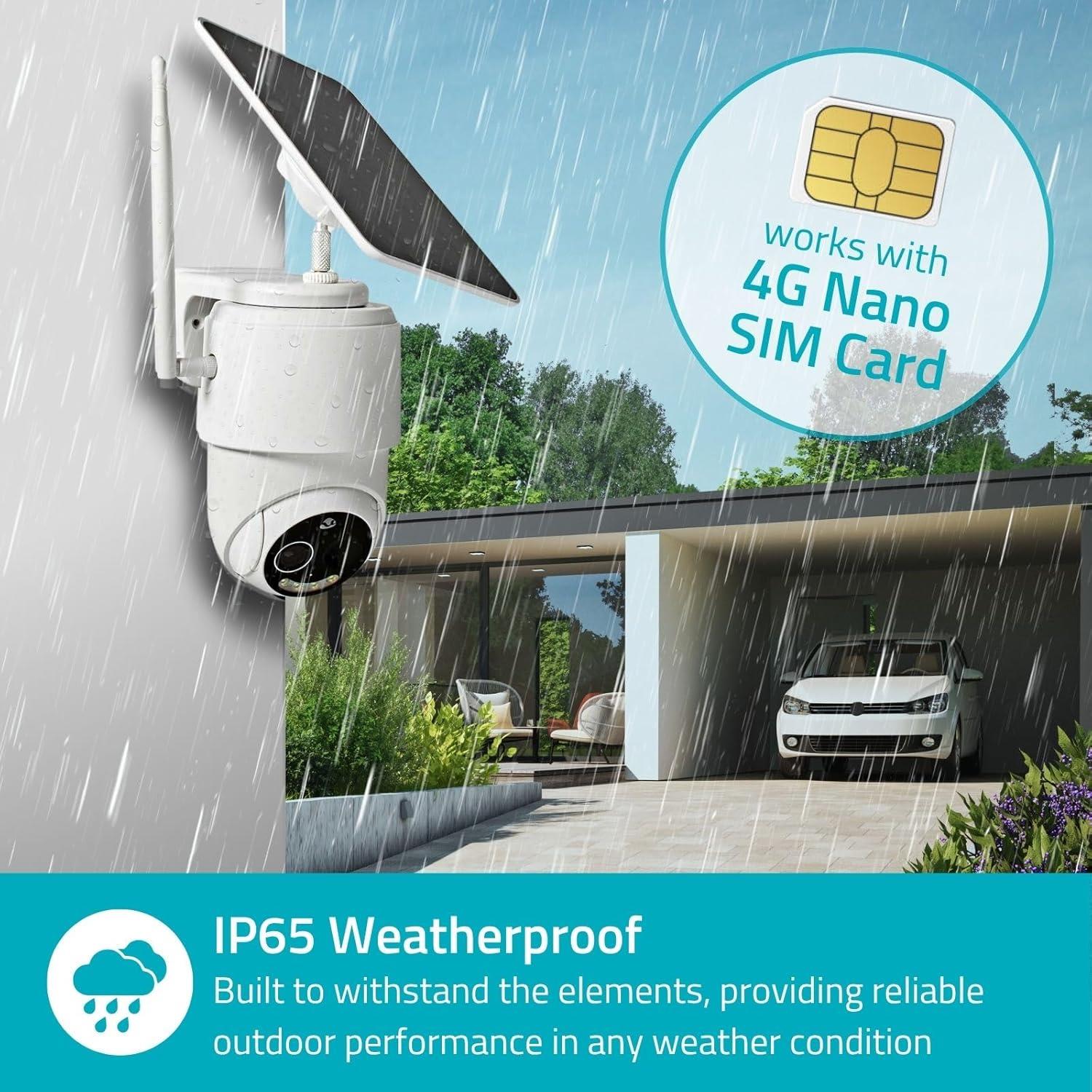 Nedis SmartLife Outdoor Camera Wi-Fi  4G HD 1080p Pan tilt P65 Solar Operation