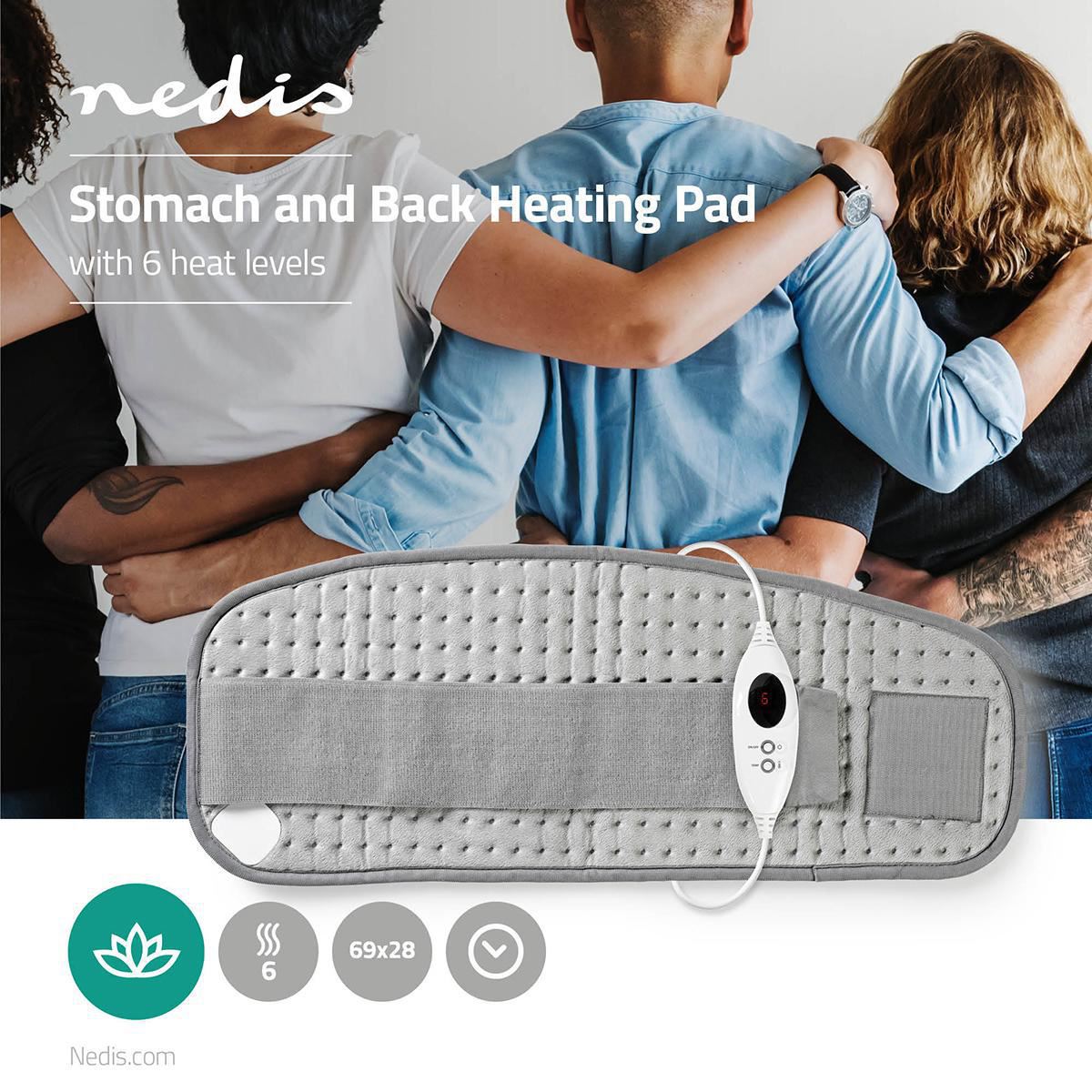 Nedis Heating Pad | Stomach and Back | 6 Heat Settings | Overheating protection | Washable