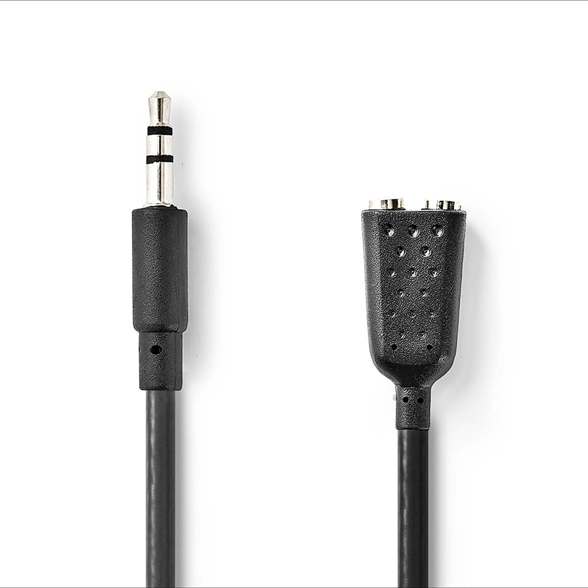 Nedis Stereo Aux / Headphone Audio Cable Spliiter| 3.5 mm Male | 2x 3.5 mm Female | Nickel Plated | 0.20 m | Round | Black