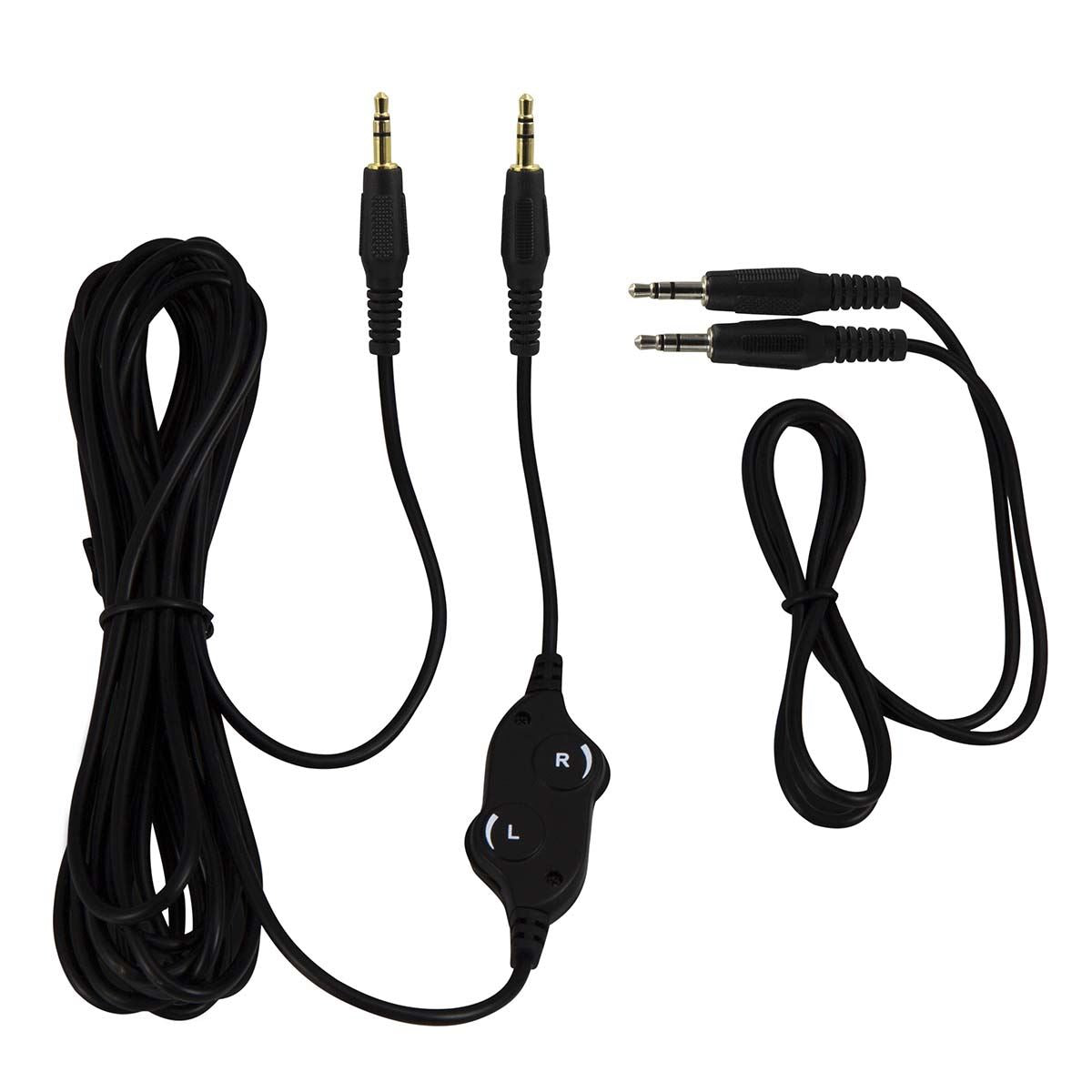 Fysic Stereo TV Headphones, In-Ear with In-Line Volume Control, Long and Short Cable, 0.7m & 3m Extension Cable