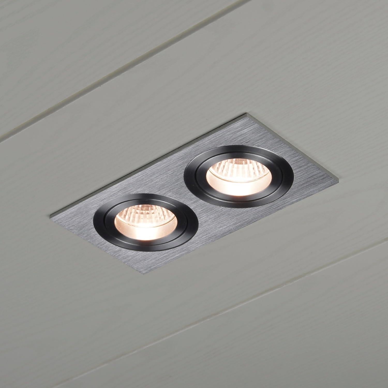 Ranex GU10 Ceiling Light Dual Directable Contemporary Downlight Spotlight Aluminium