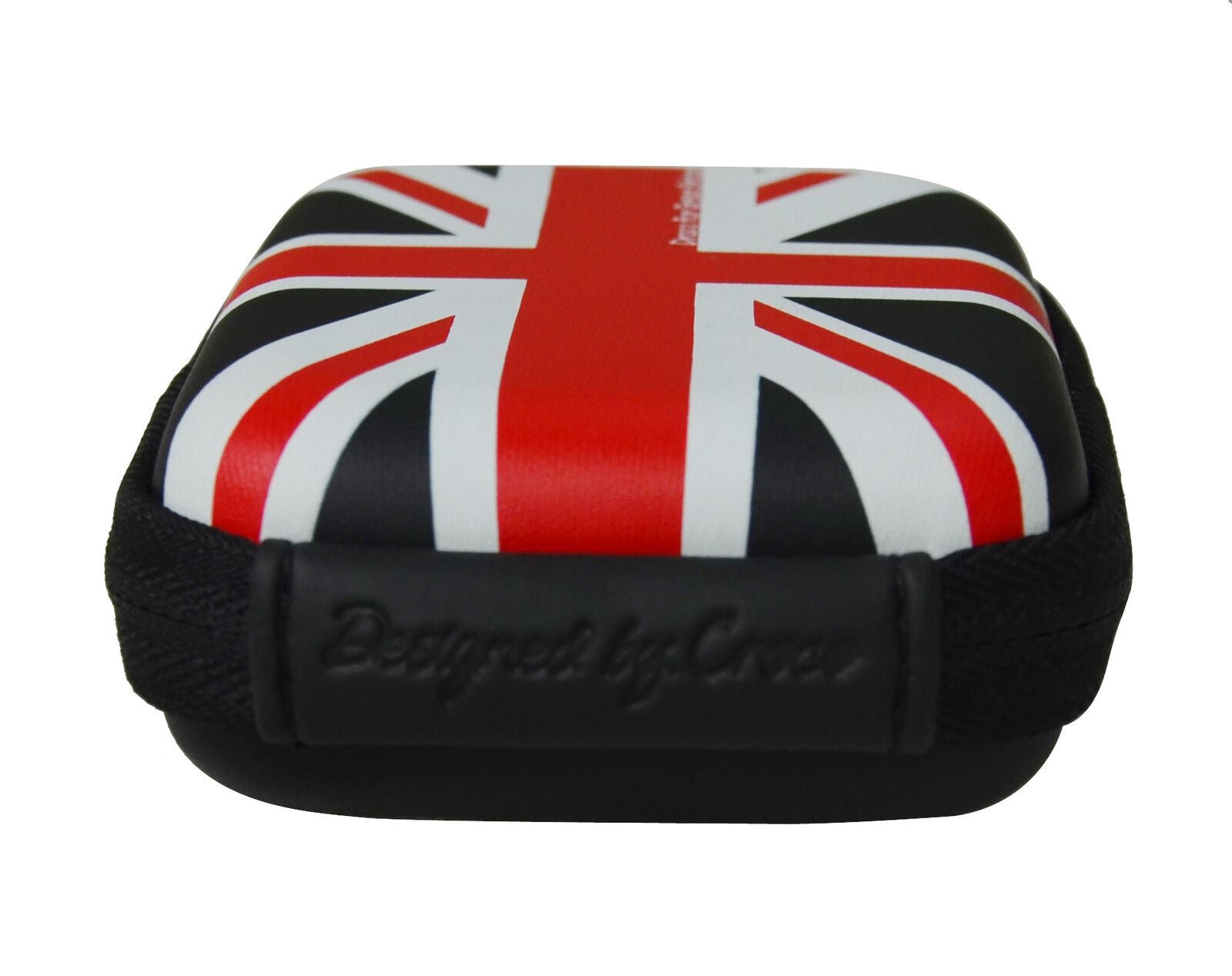 Croco Union Jack Flag Tough Case Shock/Water Proof for a Digital Cameras [Small] - Black