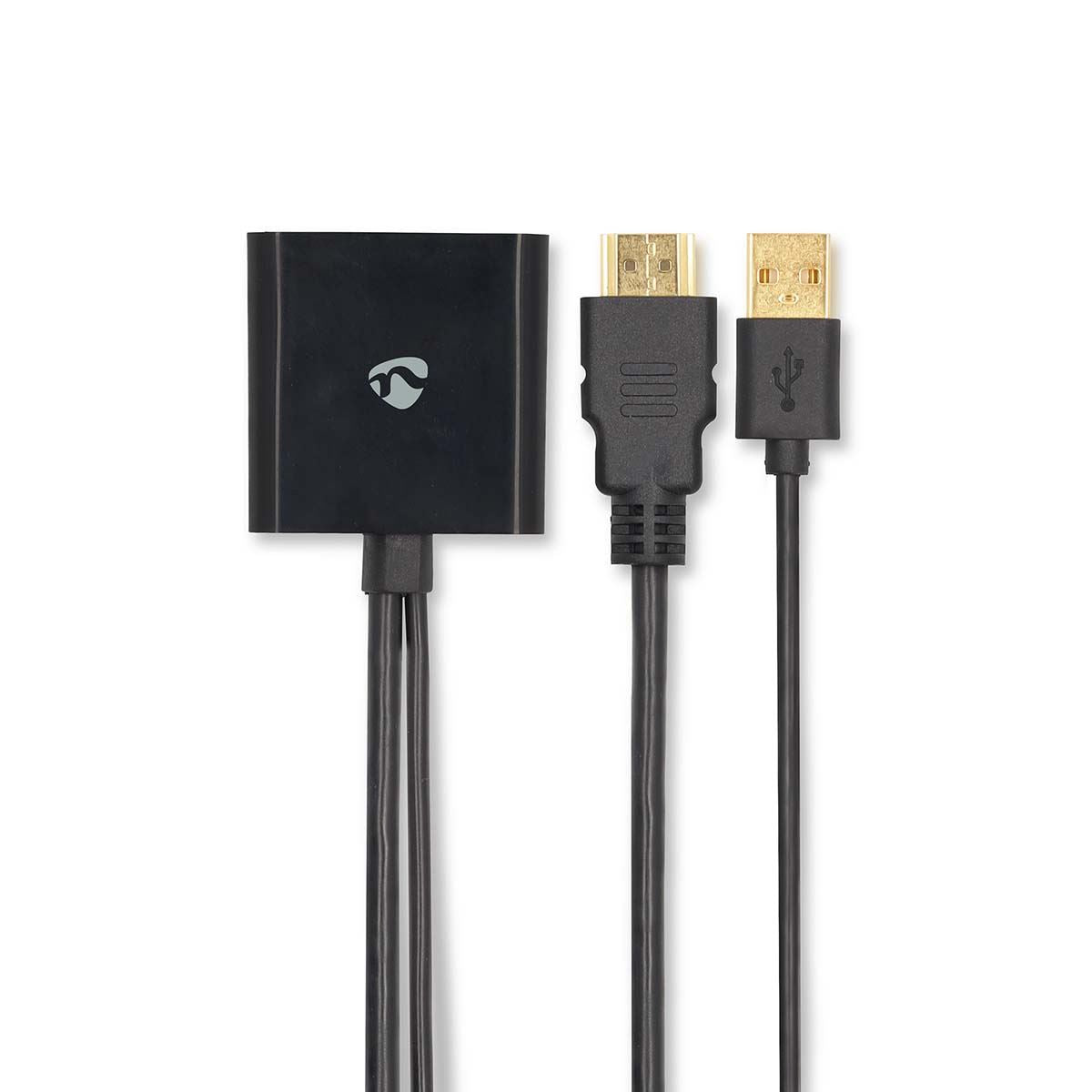 Nedis HDMI™ Adapter | HDMI™ Connector | DisplayPort Male / USB-A Male | Gold Plated | Straight | PVC | Black | 1 pcs | Box