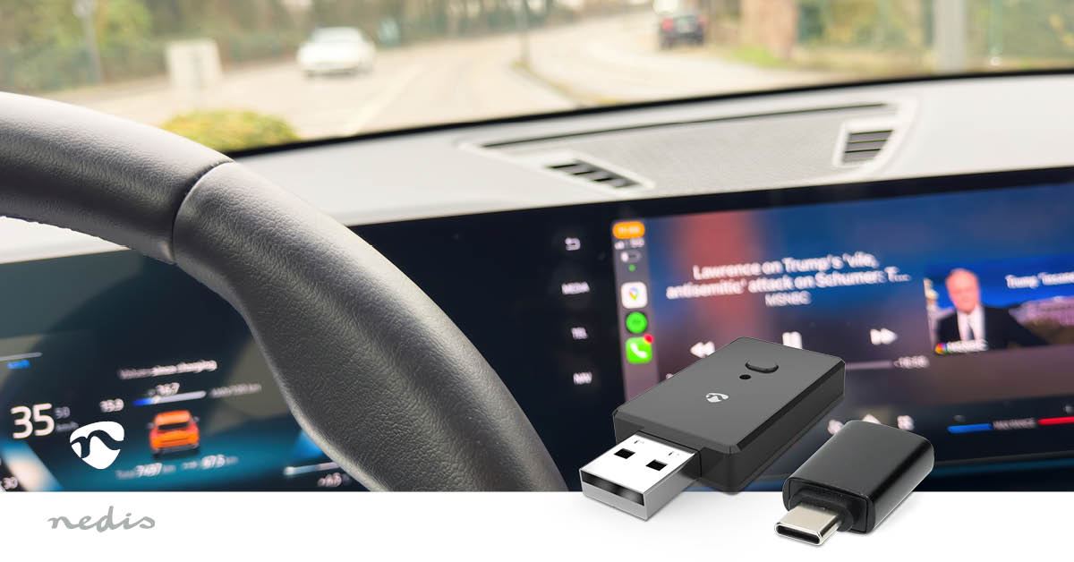 Nedis Wireless CarPlay Adapter for iPhone Car Play / Android Auto, Convert Wired CarPlay to Wireless CarPlay, Plug & Play CarPlay Wireless Adapter UK, USB CarPlay Dongle Compatible with iOS 10+, Fast Connection