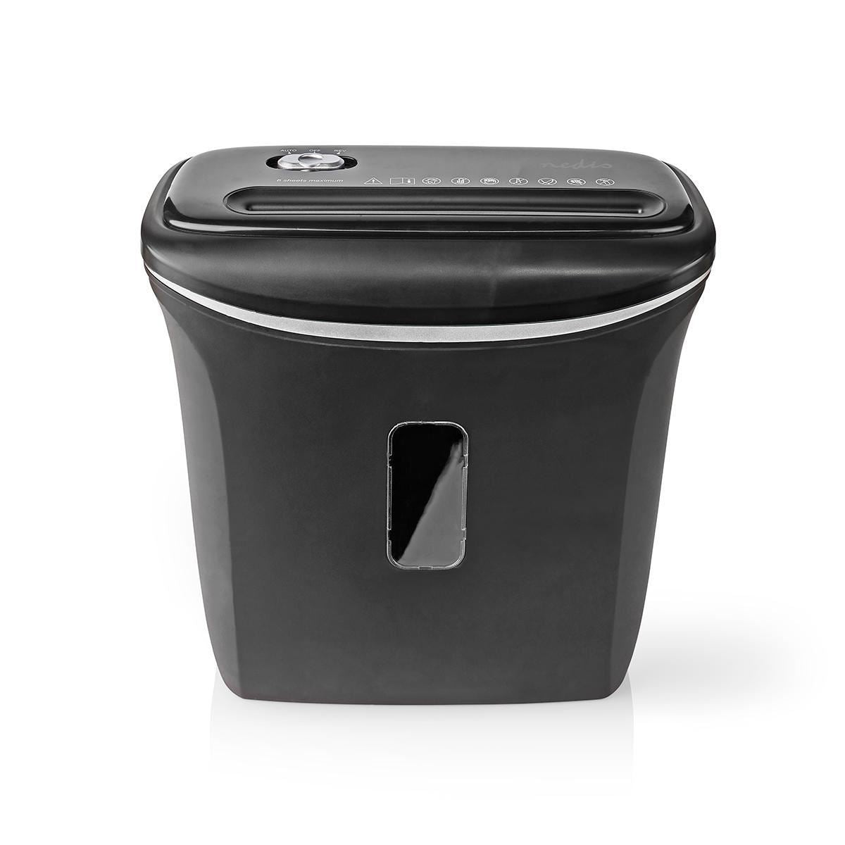Nedis Paper Shredder, Cross Cut, DIN P-4 Security, 12L Capacity, Keep Your Desk Organised and Securely Dispose of Letters, Files, Invoices and Bank Cards , Black