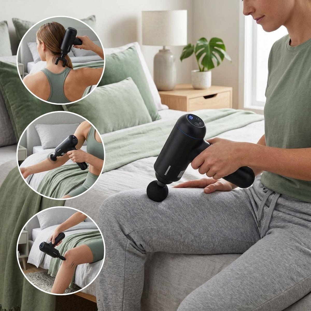 MELISSA Massage Gun, LED,  32-Speed with 4 Attachments, Brushless Motor for Muscle Recovery & Relaxation, Triangular Handle, Rechargeable - Black