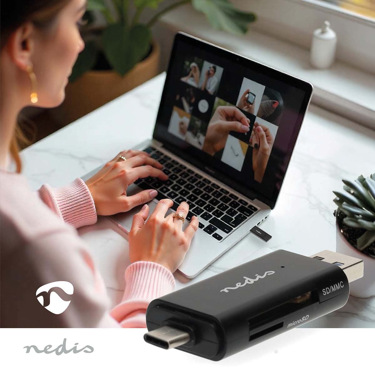 Nedis Card Reader | microSD (TF) / microSDHC (TF) / microSDXC (TF) / SD / SDHC / SDXC | USB 3.2 Gen1