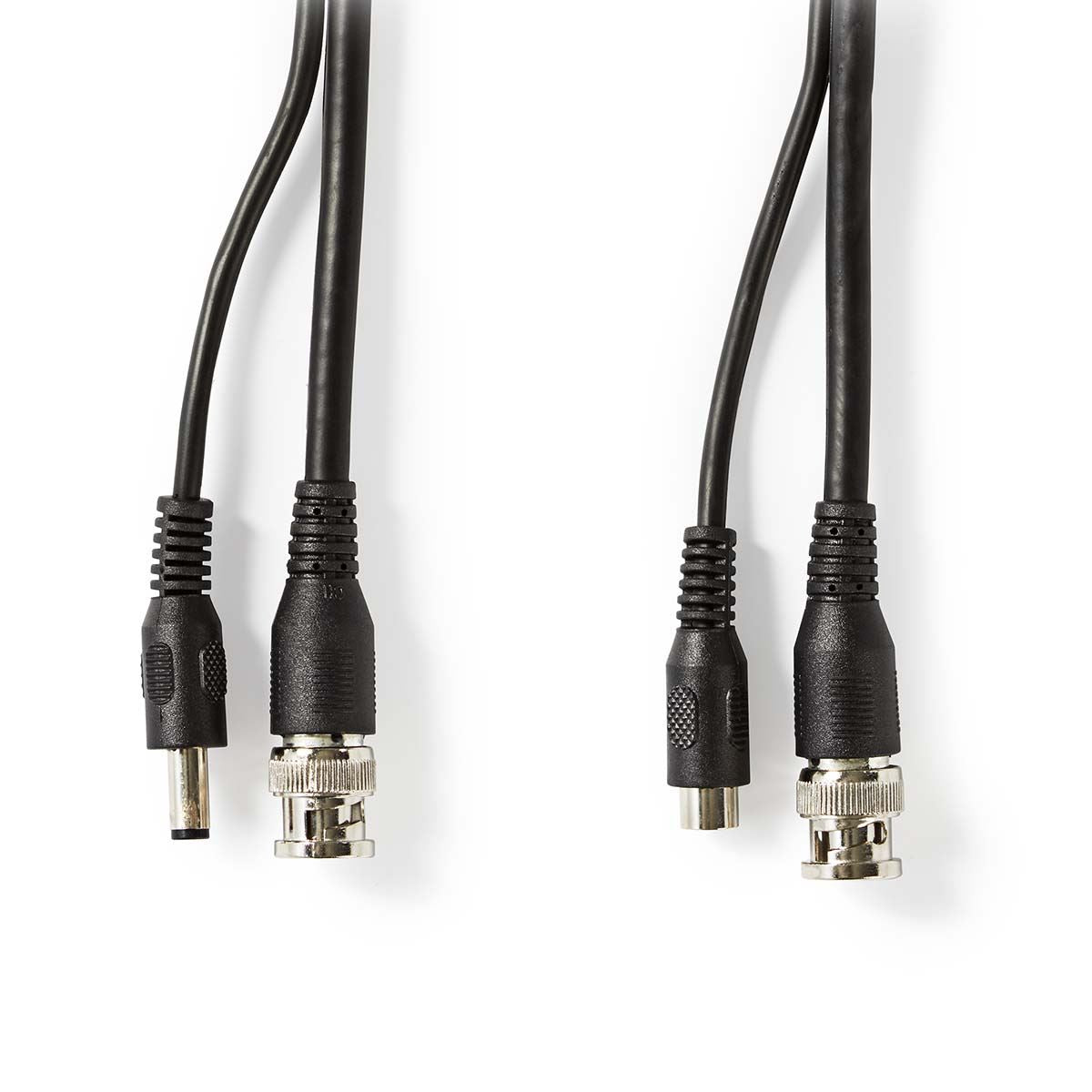 Nedis CCTV 50m Combination Installation Security Cable| BNC / DC Connections|Male to Female Dual Run|Round | PVC | Black