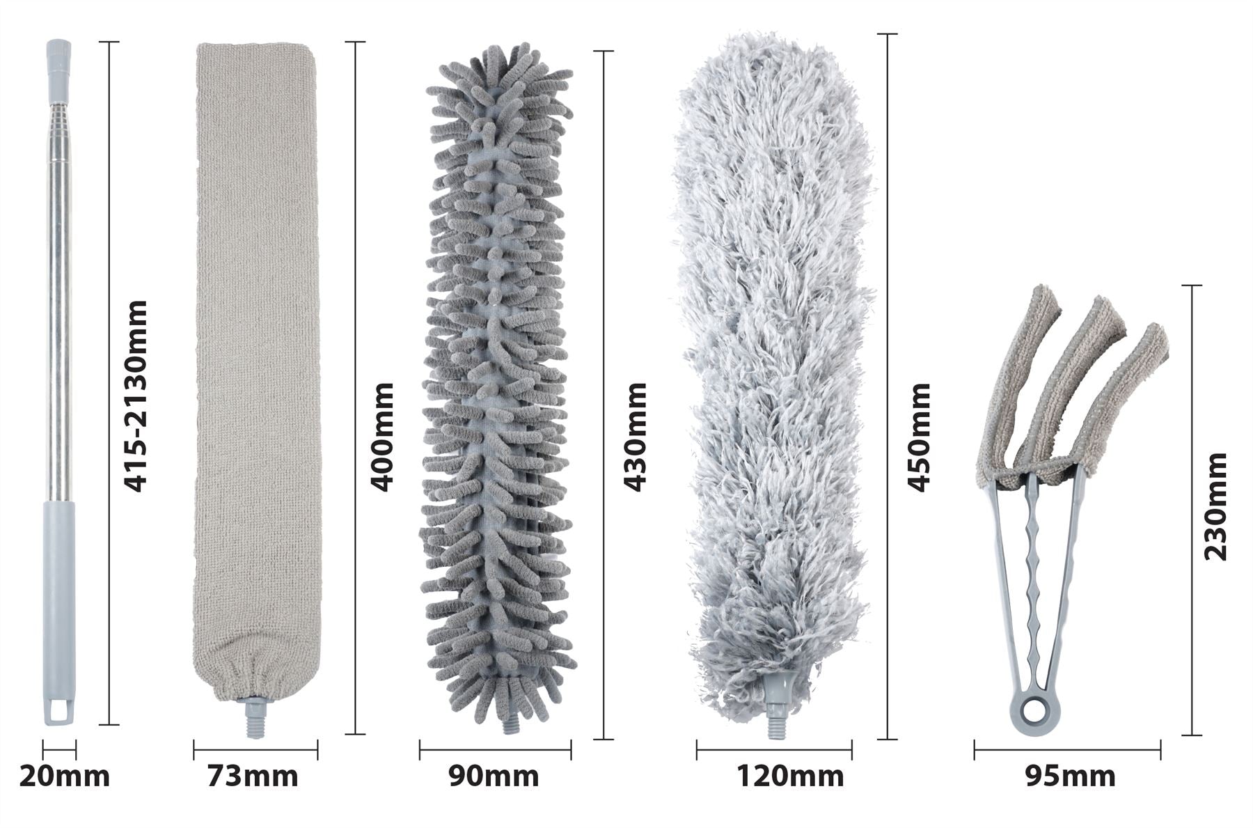 St Helens 5 piece Professional Duster Kit With Long Heads Extendable Telescopic Pole for Walls, Ceiling Fan, Radiators, Shelves, a...