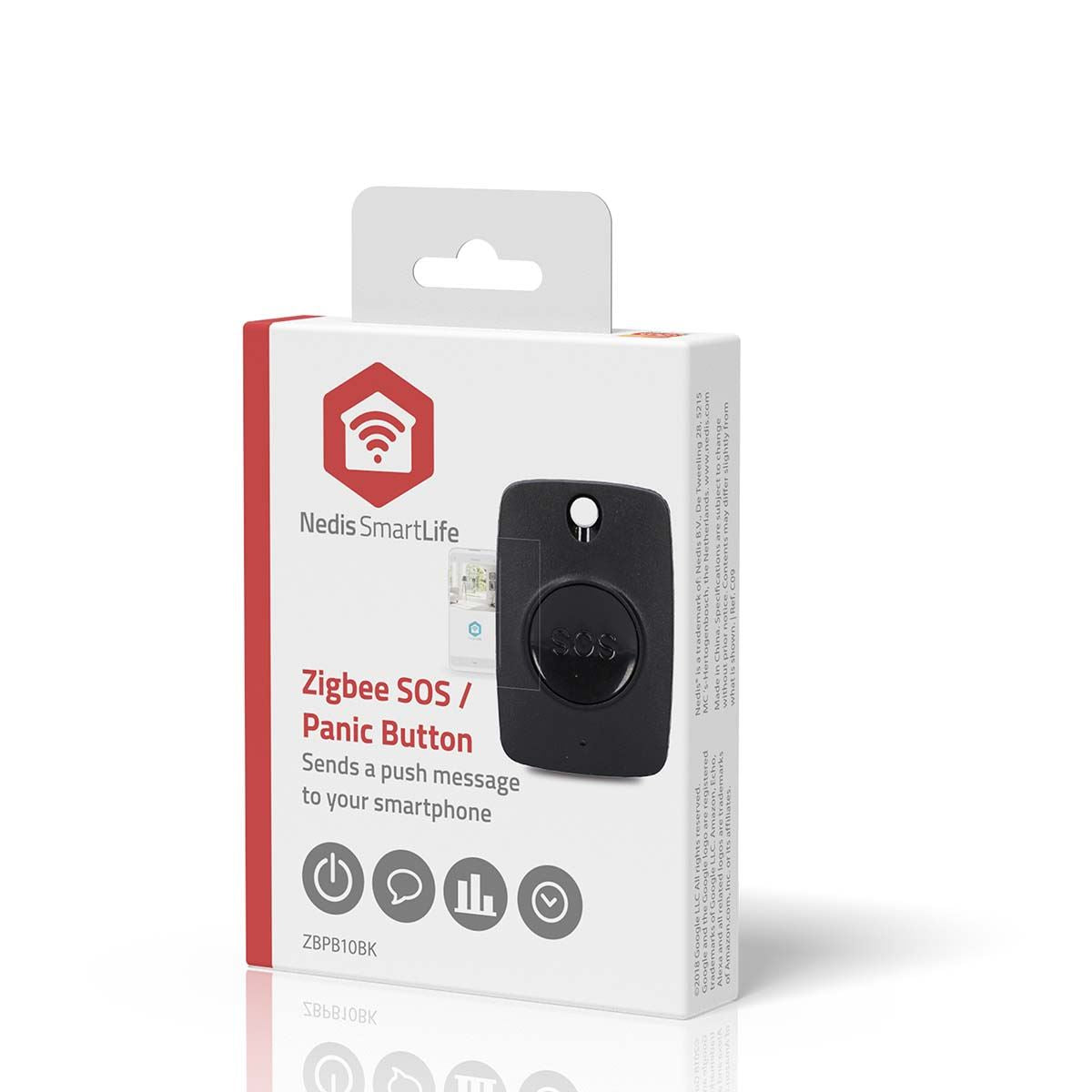 Nedis Smart Zigbee SOS Panic Button, Compact Portable Emergency Alert