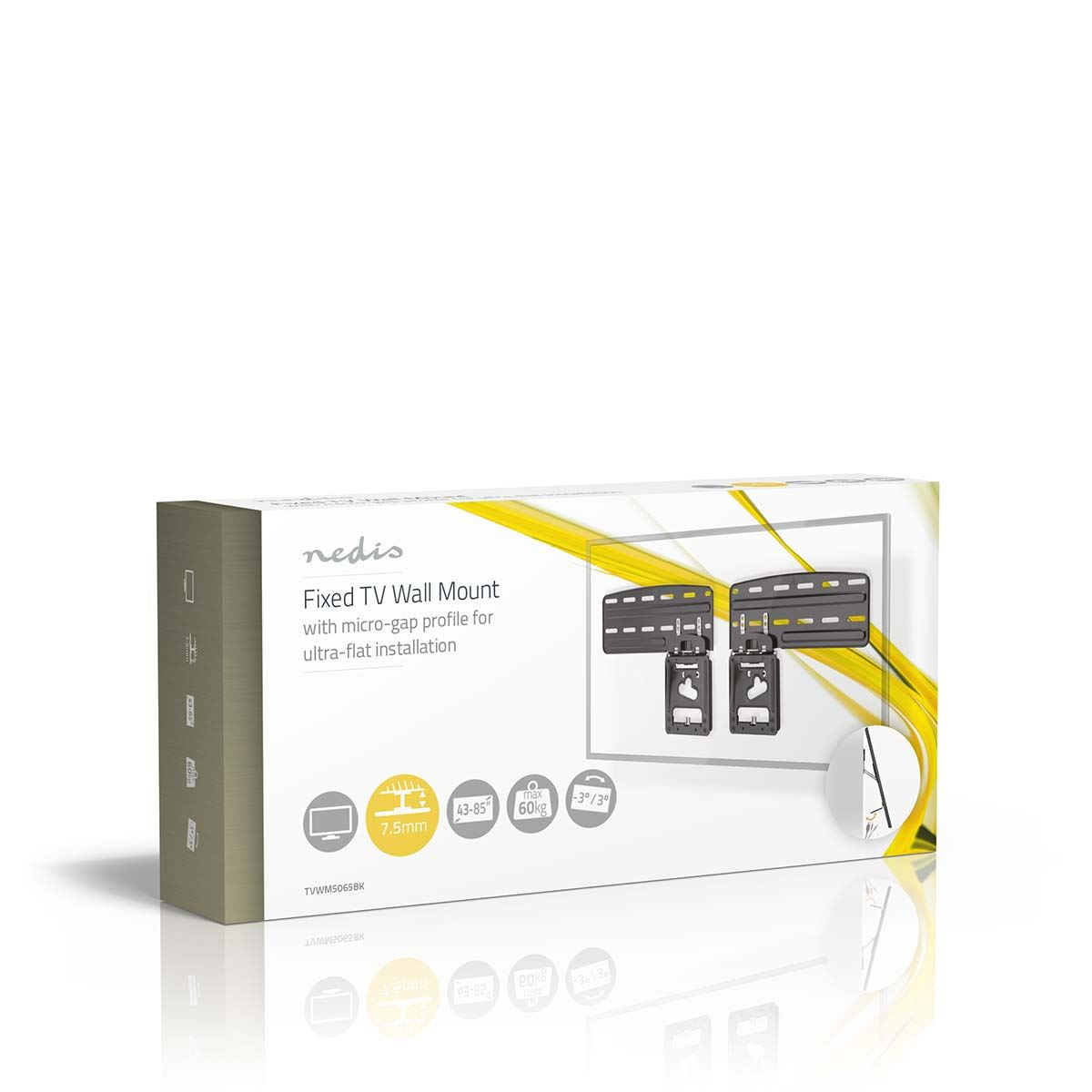 Nedis Micro-Gap Fixed TV Wall Mount for Samsung 43-85" Neo QLED, QLED (Excl. Q80A) and Crystal UHD TVs up to 60kg - Ultra Slim 7.5mm