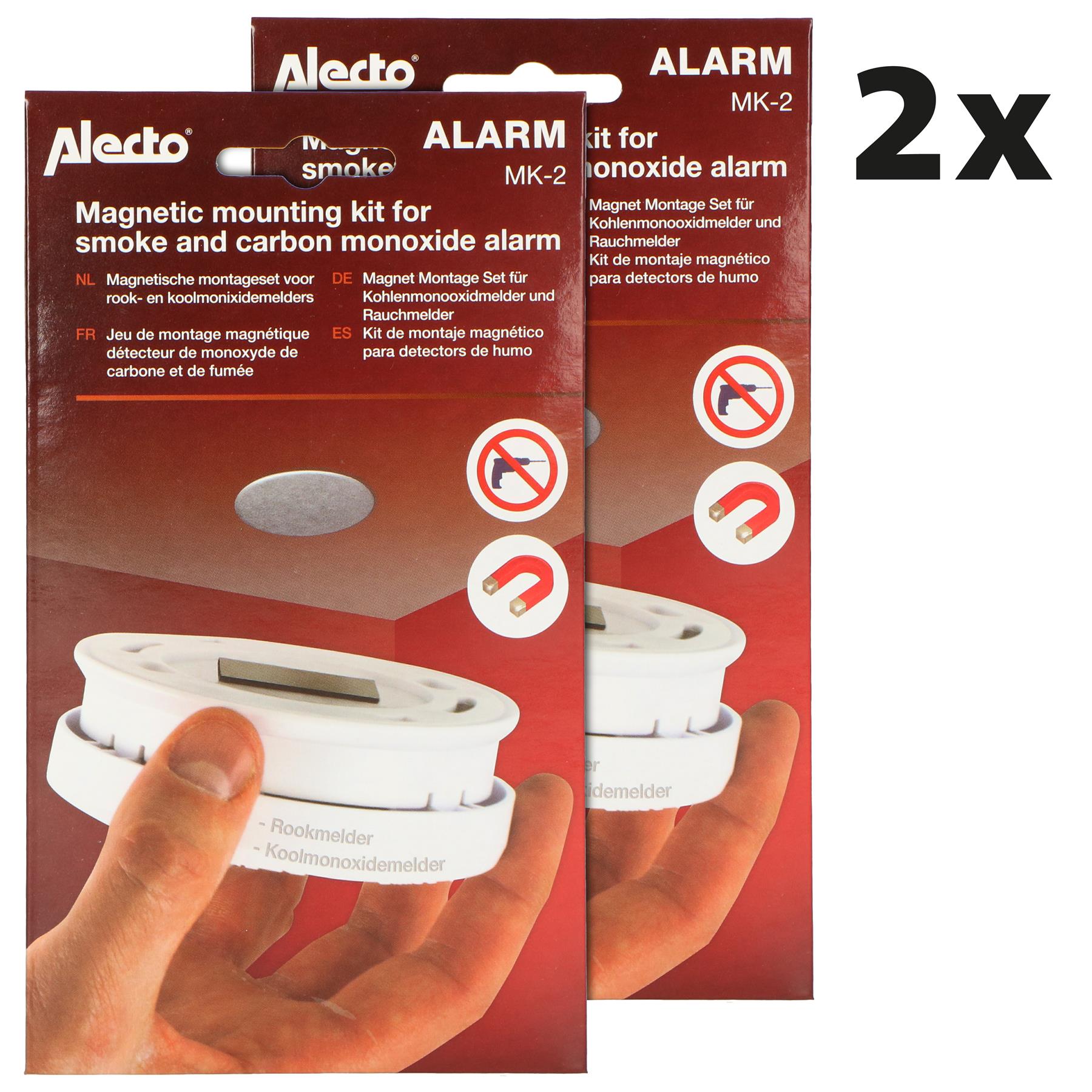 Alecto Magnetic Smoke Detector Mount Magnetic Adhesive Pads For Smoke / Heat / CO2 Alarms Ø 60mm - Fast & Safe Mounting | 2 Pack