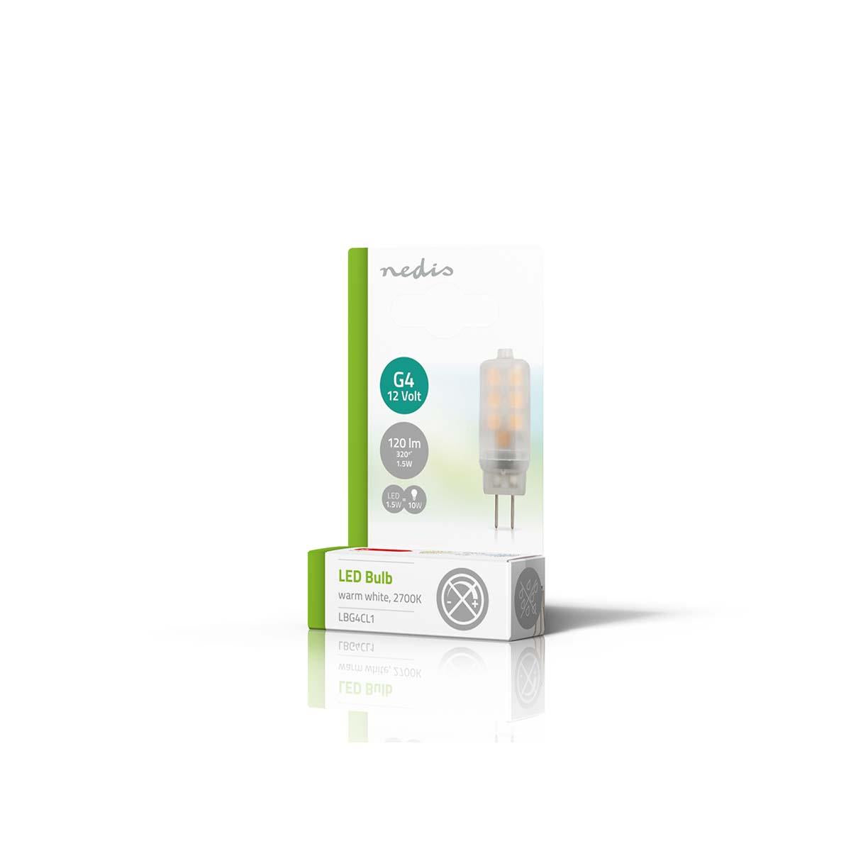 Nedis G4 LED Bulb, Compact SMD LED Light 1.5W 2700K Warm White, Frosted Cover Spreads Light Evenly