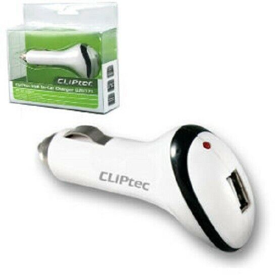 CLiPtec USB 5V 500mA Single In-Car Charger Ideal for Older Devices - White