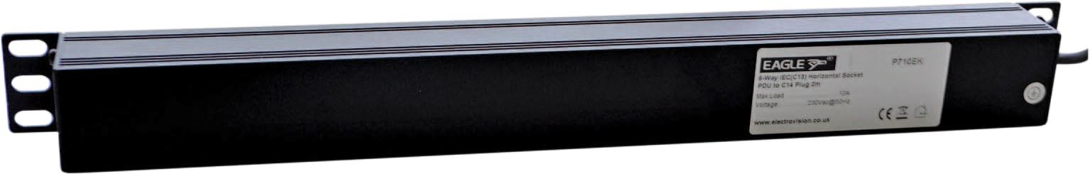 6-Way Horizontal IEC C13 Switched PDU 19-Inch 1U Power Distribution Unit 2m